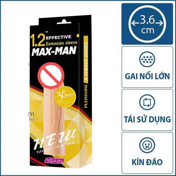 Bao cao su đôn dên Maxman chấm bi tăng kích thước kéo dài