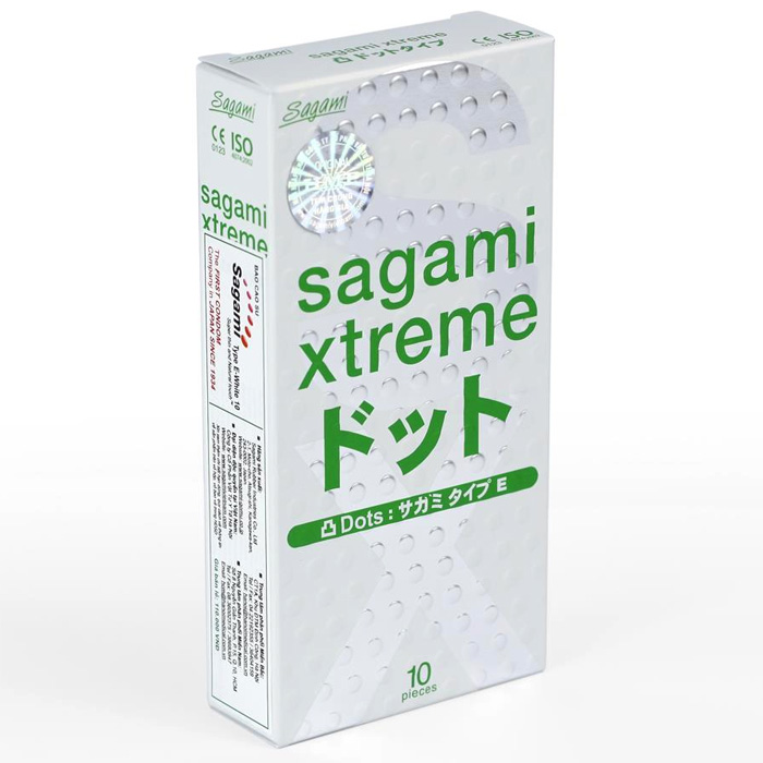 Bao cao su Sagami Xtreme Blue 10s siêu mỏng gân gai tăng khoái cảm 