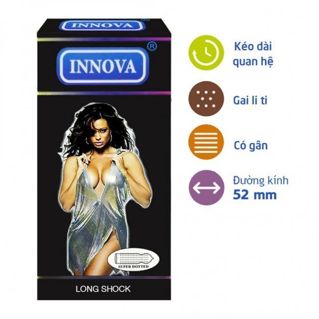 Bao cao su Innova đen gai gân kéo dài thời gian quan hệ 12 cái 