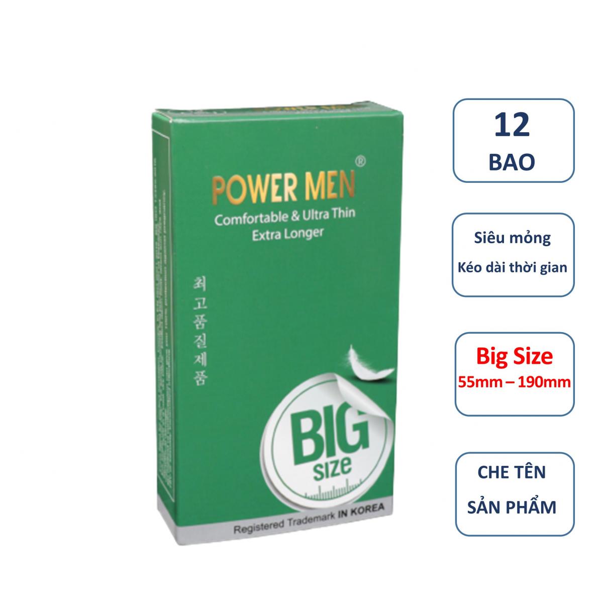  Kho sỉ Bao cao su POWER MEN size lớn 55mm Hộp 12 cái siêu mỏng kéo dài thời gian giá tốt