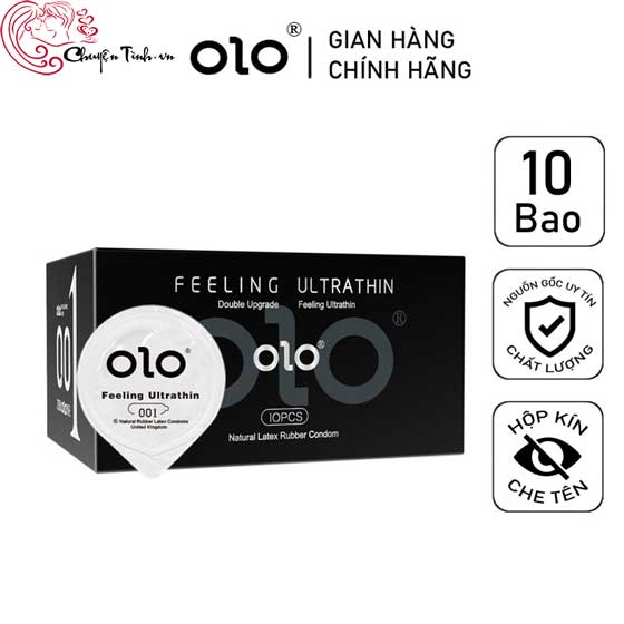 Bao cao su Olo đen siêu mỏng chống thai an toàn tăng cảm giác 