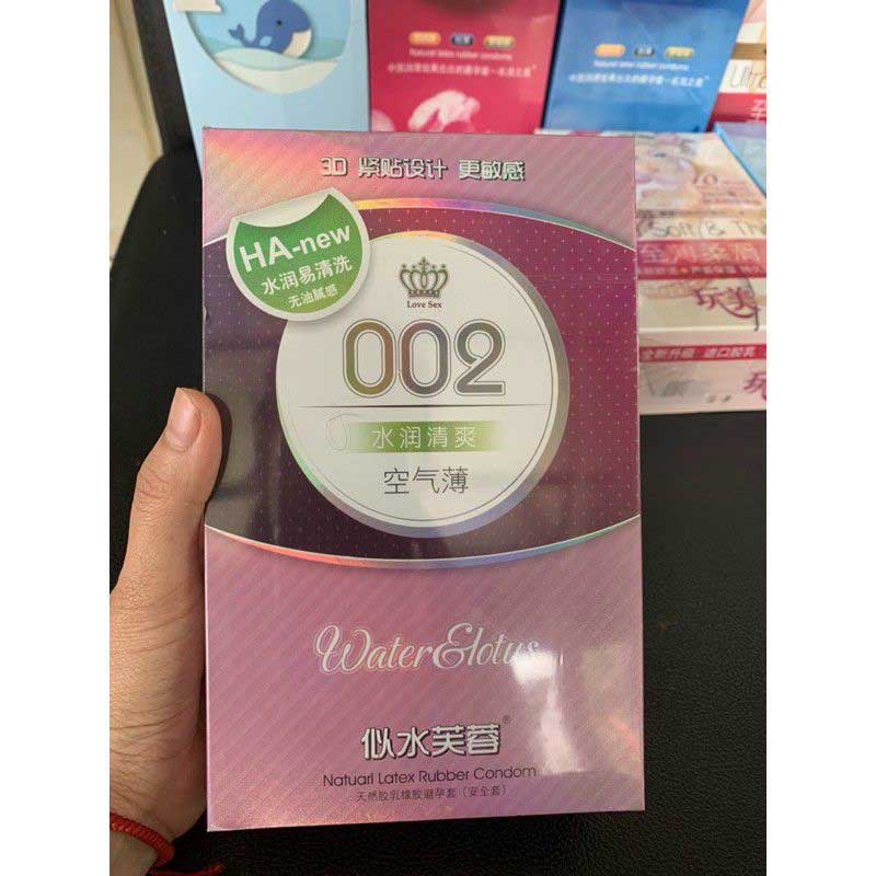 HA 002 Water Lotus Ultra Thin Condoms 52mm Natural Latex Lubricated