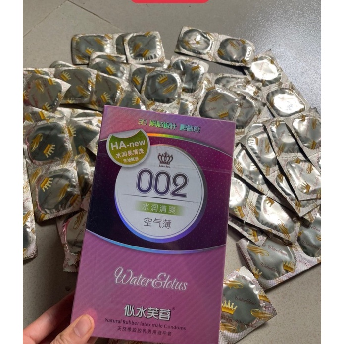 HA 002 Water Lotus Ultra Thin Condoms 52mm Natural Latex Lubricated