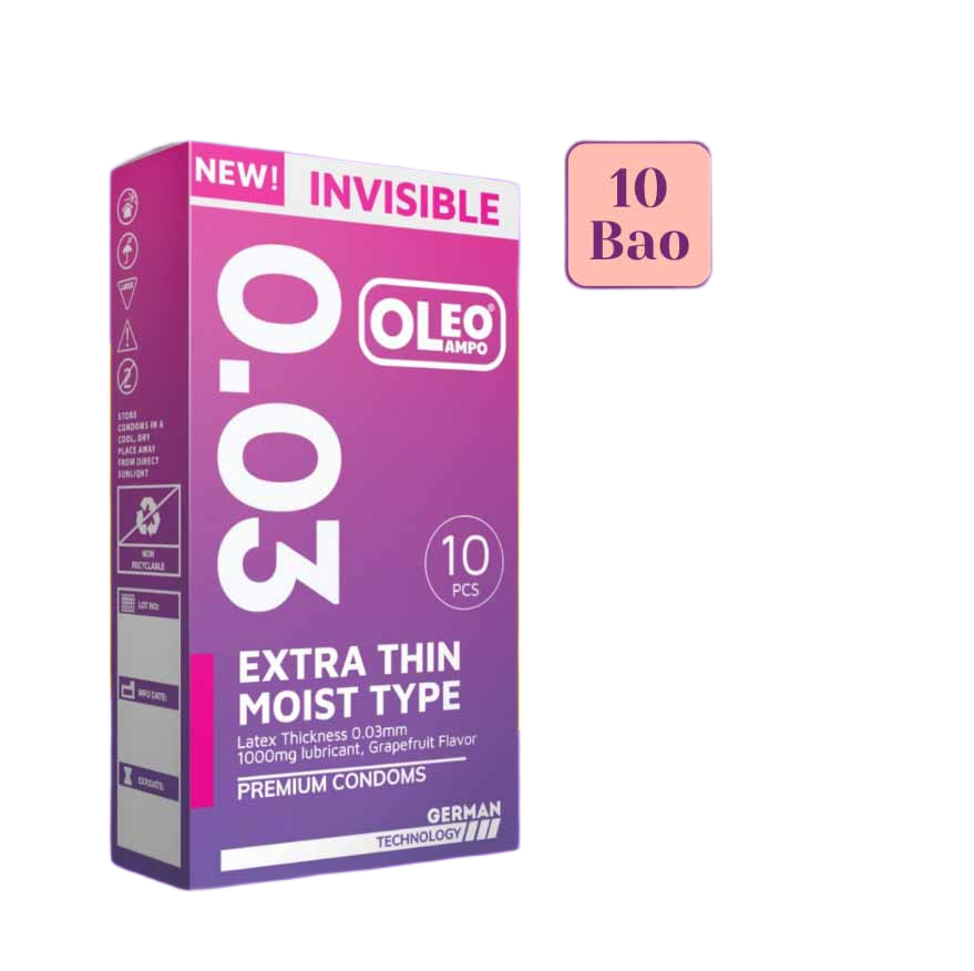 Bao cao su Oleo Lampo Invisible Extra Thin siêu mỏng 