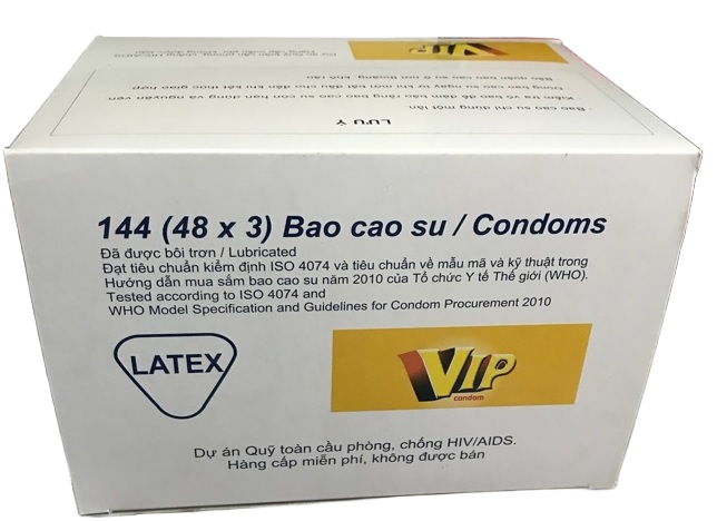 Bao cao su Vip hộp 144 cái mũ cao su thiên nhiên siêu dai bền an toàn 