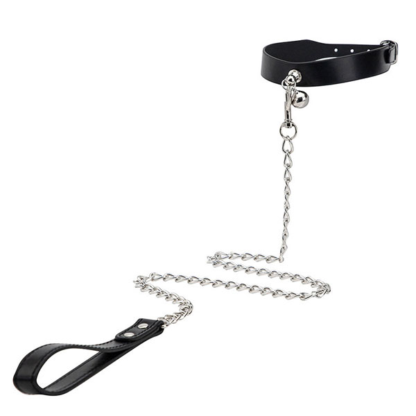 Dây xích khóa cổ da có chuông bạo dâm kích thích cảm xúc 