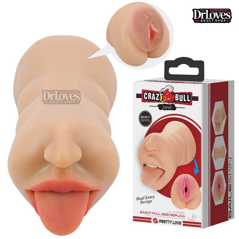 Âm đạo giả 2 đầu Crazy Bull Sarah silicon dẻo an toàn hiệu quả 