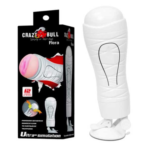 Âm đạo giả Crazy Bull White Flora rung 12 chế độ mềm mịn an toàn 