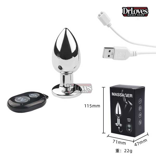Phích cắm hậu môn inox rung đa chế độ điều khiển từ xa cao cấp 