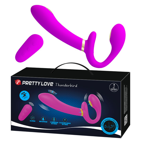 Dương Vật Giả 2 Đầu Pretty Love Thunderbird Rung Sốc Điện Remote 