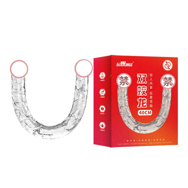 Dương Vật Giả 2 Đầu Trong Suốt 40cm Silicon Nguyên Khối Tiện Lợi 