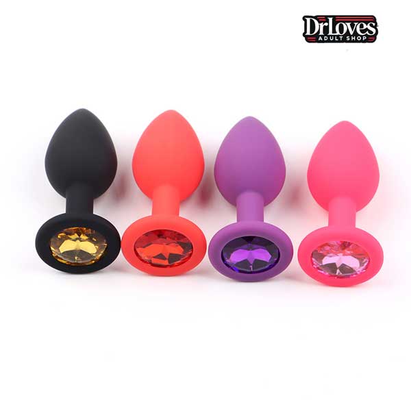 Phích cắm hậu môn silicon đính đá pha lê kích thích đôi 