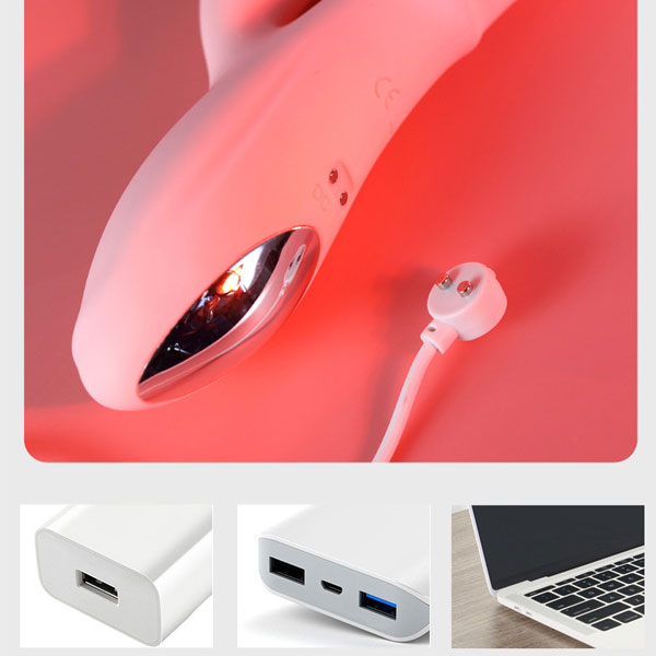 Dương Vật Giả Mini Tai Thỏ Rung Thụt Chống Nước Kích Thích 2 Điểm