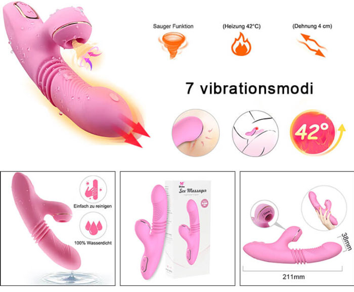 Dương vật giả DIBE Olivia cao cấp rung thụt tỏa nhiệt bú mút