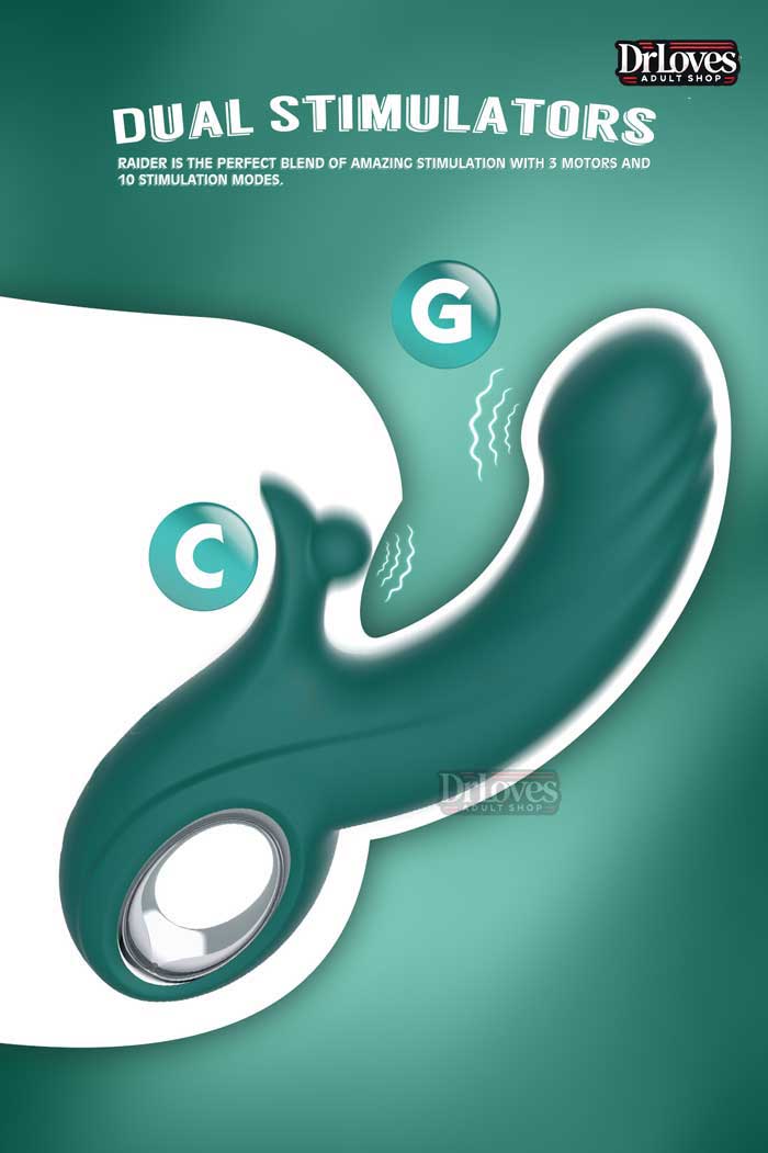 Dương vật giả Kissen Raider 3in1 rung thụt 10 chế độ, chống nước