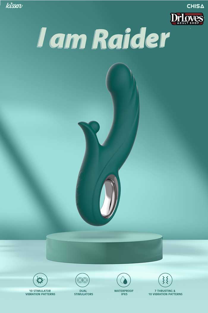 Dương vật giả Kissen Raider 3in1 rung thụt 10 chế độ, chống nước
