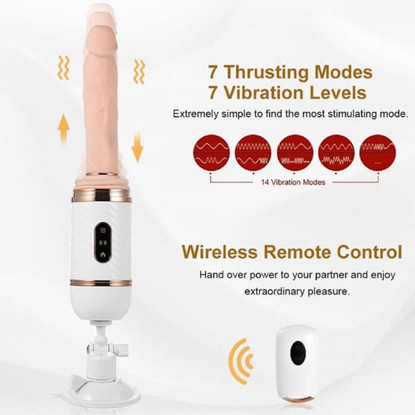 Dương Vật Giả Cyclone Fire Ấm Rung Hút Tường Remote Siêu Mạnh