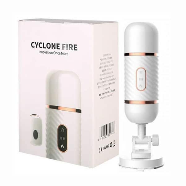 Dương Vật Giả Cyclone Fire Rung Thụt Phát Nhiệt Hít Tường – Điều Khiển Remote