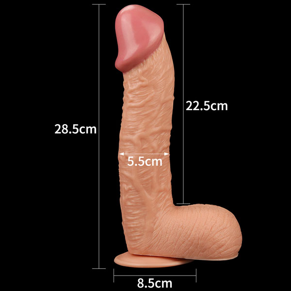 Lovetoy King Size 10.5 Inch wall-mounted dildo, life-like skin texture