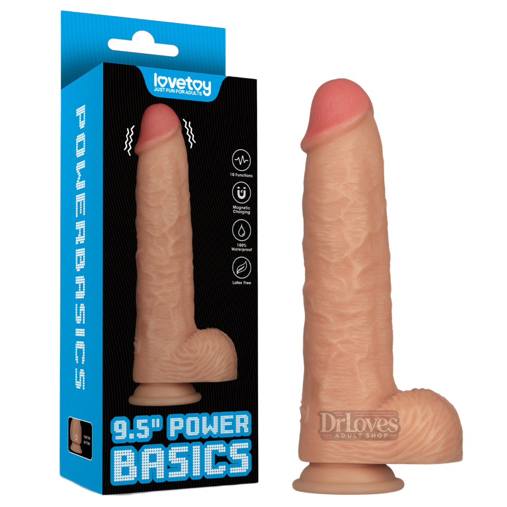 Dương Vật Giả Lovetoy 9.5 Inch 10 Chế Độ Rung Gân Nổi Cảm Giác Thật 