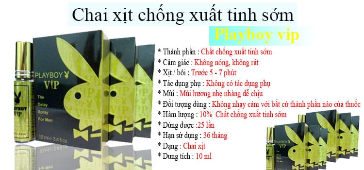 Chai xịt Playboy Mỹ VIP 10ml tăng cường sinh lý kéo dài yêu