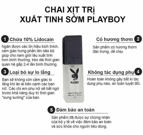 Chai xịt Playboy Mỹ kéo dài thời gian chính hãng 5ml hiệu quả nhanh