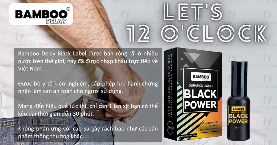 Xịt Chống Xuất Tinh Sớm Bamboo Black Power USA 15ml Tăng Cường Sinh Lý Nam