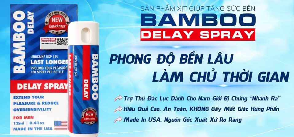 Xịt Chống Xuất Tinh Sớm Bamboo Delay USA 12ml Hiệu Quả Mạnh