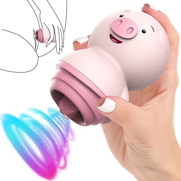 Lưỡi Liếm Heo Con Ngụy Trang 6 Chế Độ Rung Chống Nước Silicon