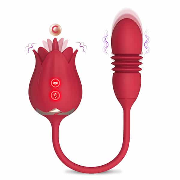 Trứng Rung Tình Yêu Bông Hồng 2 Đầu Rung Thụt Liếm