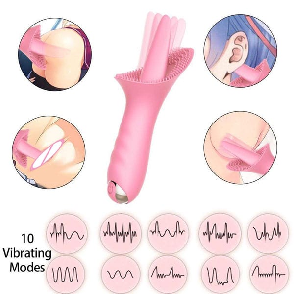 Lưỡi Liếm Vibrating Massager Gai Mềm 10 Chế Độ Động Cơ Êm Ái