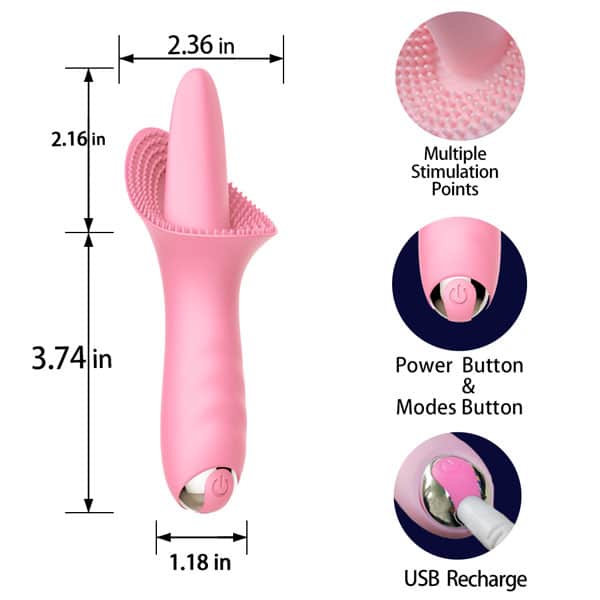 Lưỡi Liếm Vibrating Massager Gai Mềm 10 Chế Độ Động Cơ Êm Ái