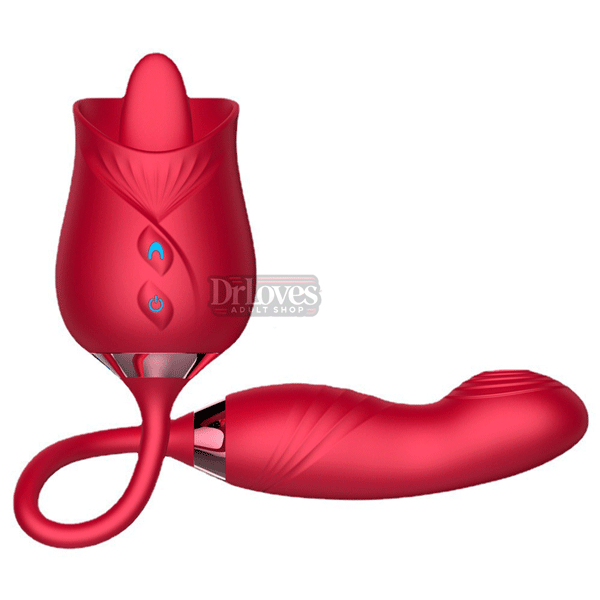 Trứng rung hoa hồng 2 đầu liếm móc 10 chế độ rung mạnh mẽ chống nước