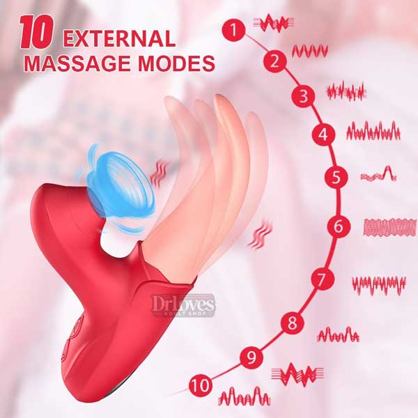 Lưỡi liếm âm đạo bông hồng 2in1 rung liếm hút kích thích