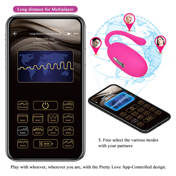 Trứng rung PrettyLove Doreen điều khiển app 12 chế độ rung xung điện êm ái