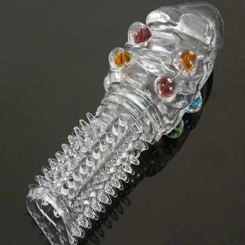 Baile Transparent Beaded Condom Vibrating Sleeve