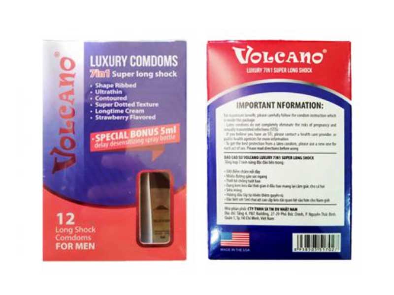 Bao cao su Volcano 7in1 gai gân kéo dài thời gian yêu