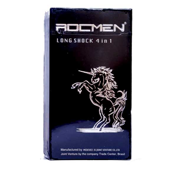 Rocmen Black Long Shock 4-in-1 Textured Condom Pack