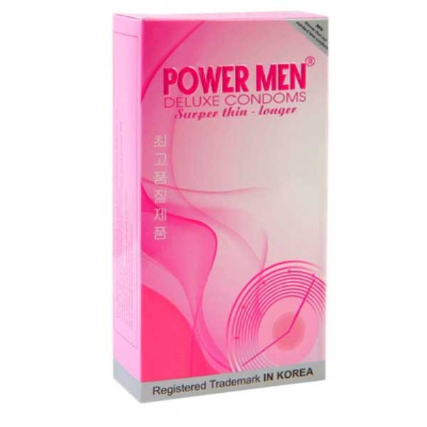 Bao cao su Powermen Ultrathin hồng siêu mỏng tăng thời gian 