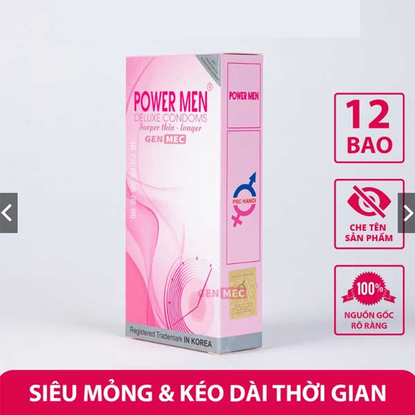 Bao cao su Powermen Ultrathin mỏng kéo dài thời gian quan hệ