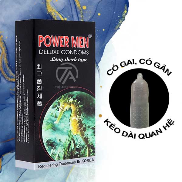 Bao cao su Powermen Sea Horse cá ngựa - Gân gai, kéo dài thời gian (12 cái)