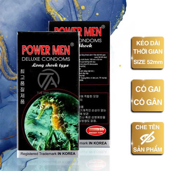 Bao cao su Powermen Sea Horse cá ngựa - Gân gai, kéo dài thời gian (12 cái)