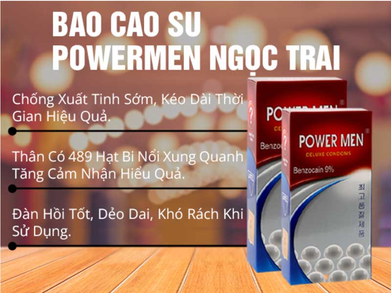 Bao cao su Powermen ngọc trai siêu mỏng kéo dài kích thích
