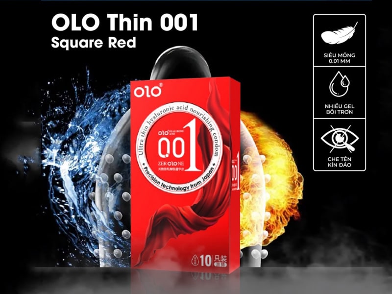 Bao cao su OLO Thin 001 gai nổi siêu mỏng tăng khoái cảm nhẹ nhàng