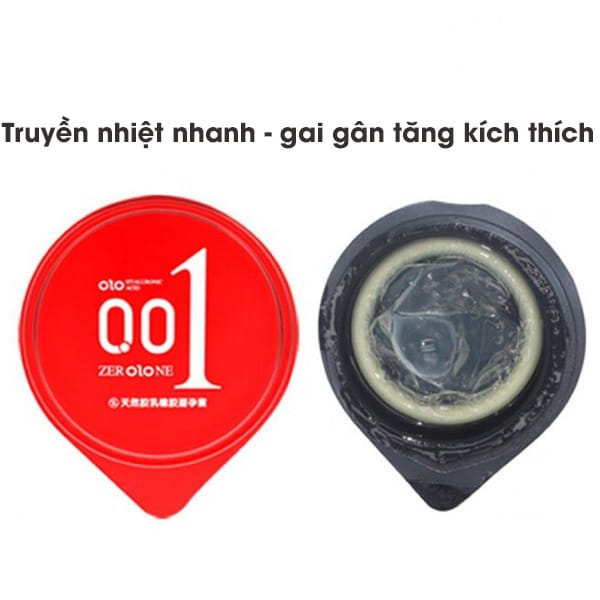 OLO New Three 0.01mm Jelly Red Warming Studded