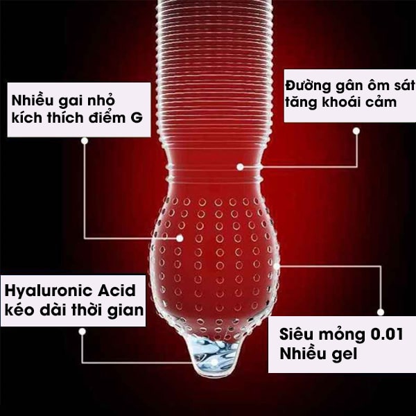 OLO New Three 0.01mm Jelly Red Warming Studded