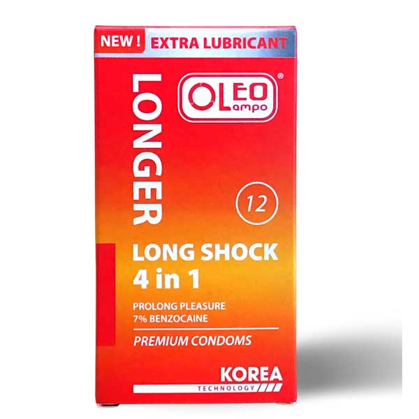 Bao cao su Oleo Lampo Long Shock 4in1 gân gai kéo dài cực khoái 