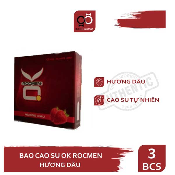 Bao cao su OK Rocmen hương dâu 52mm ôm sát tăng khoái cảm
