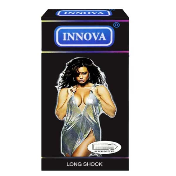 Innova Black Delay Condom Ribbed Textured 12-Pack
