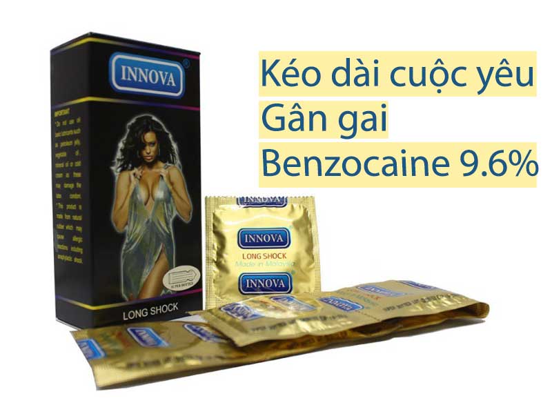 Innova Black Delay Condom Ribbed Textured 12-Pack